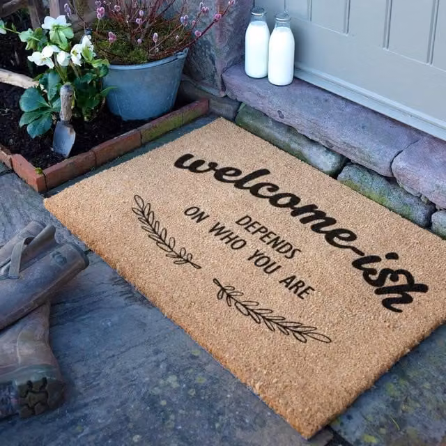 Artsy Mats Welcome-ish Doormat in Brown, Coir and Natural Rubber, W: 90 cm, D: 60 cm – 1