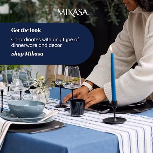 Mikasa Cotton and Linen Striped Table Runner in White and Blue, W: 230 cm, H: 34 cm – 3