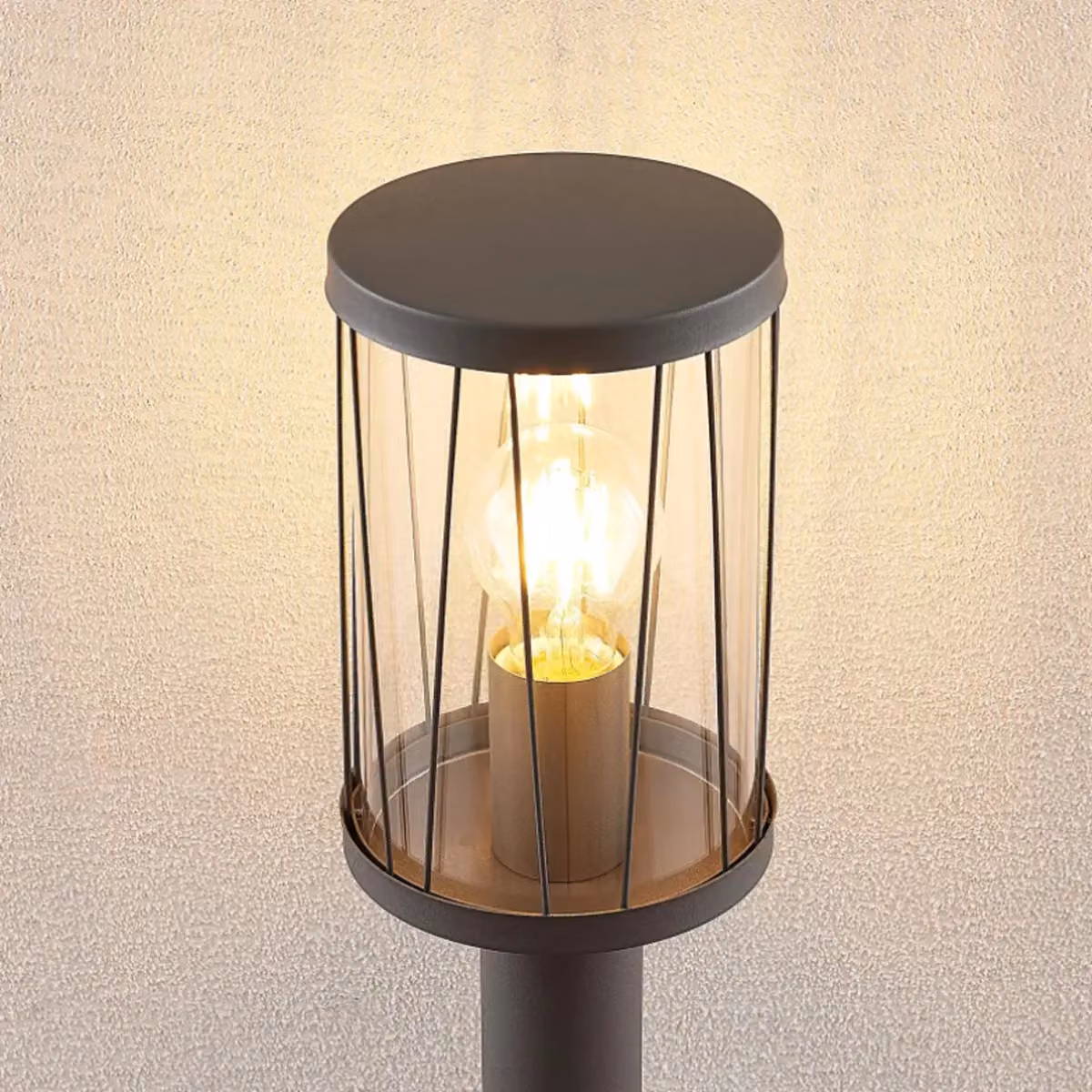 CGC Lighting Cora Tall Post Light in Dark Grey with Transparent Glass – 3