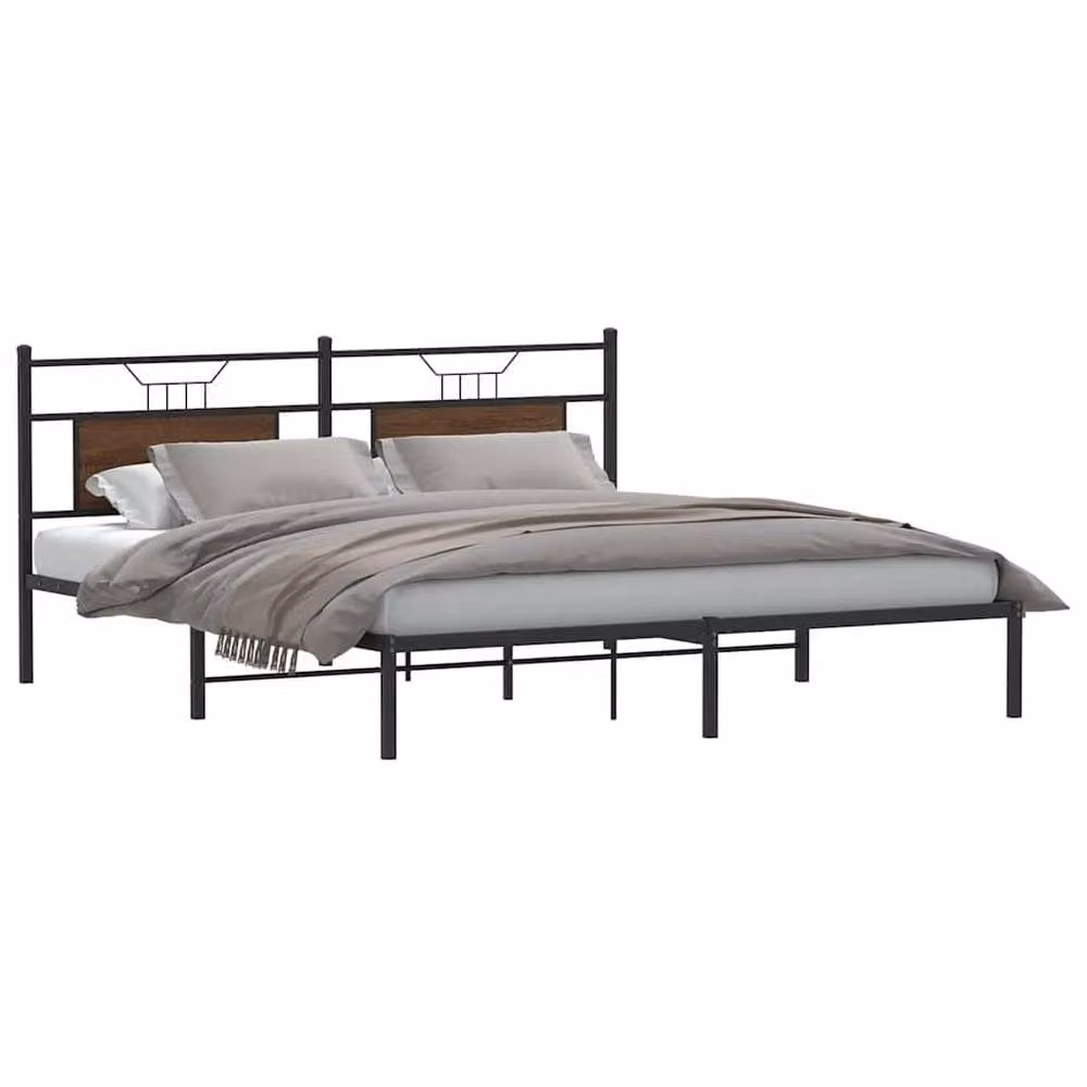 Berkfield Home Decorative Bed Frame in Brown Oak, W/D/H: 188 x 91.5 x 188 cm – 2