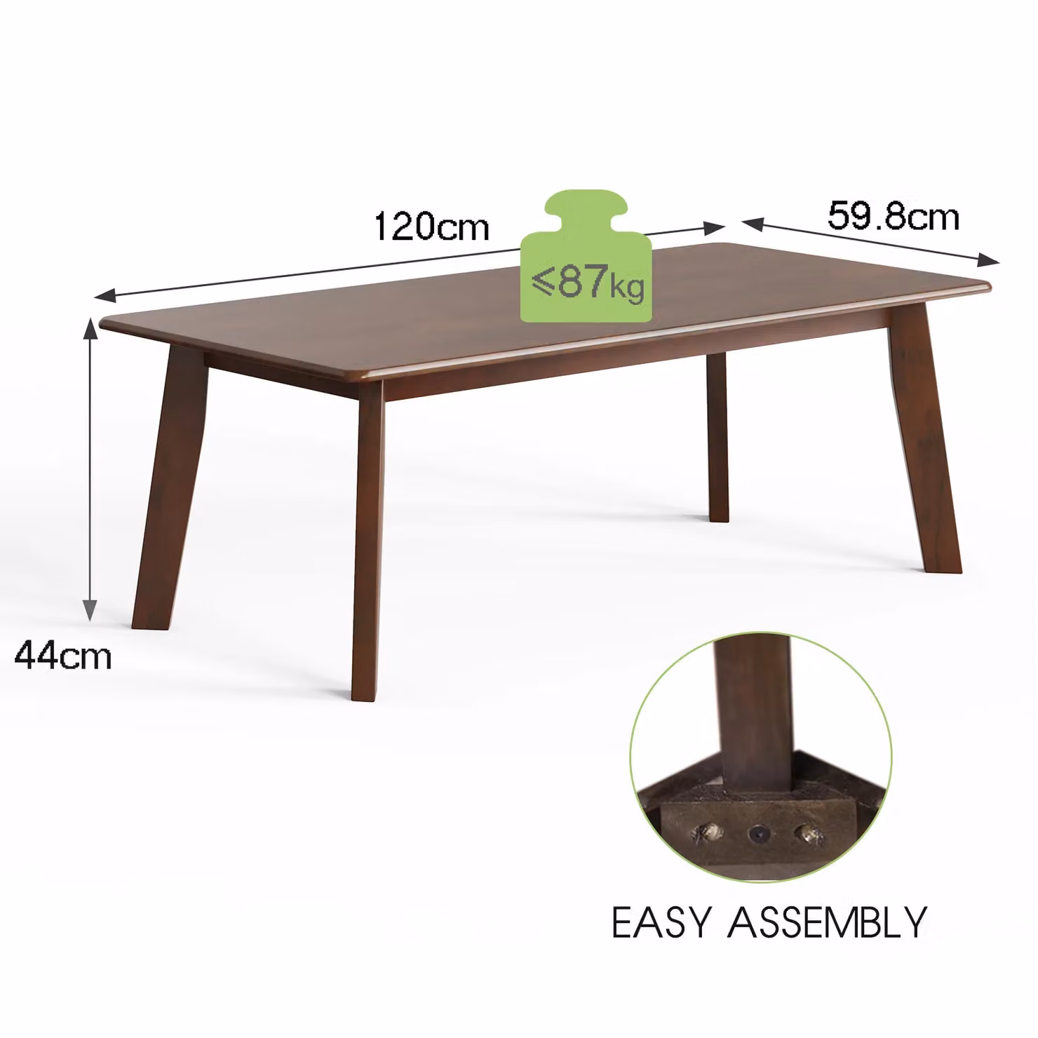 Costway Modern Rectangular Coffee Table in Brown Rubberwood – 2