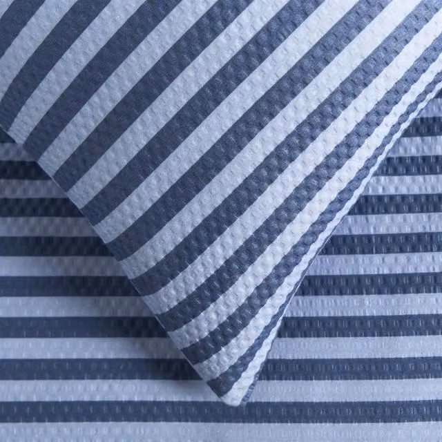 OHS Blue Waffle Stripe Luxury Duvet Cover Set for Adults