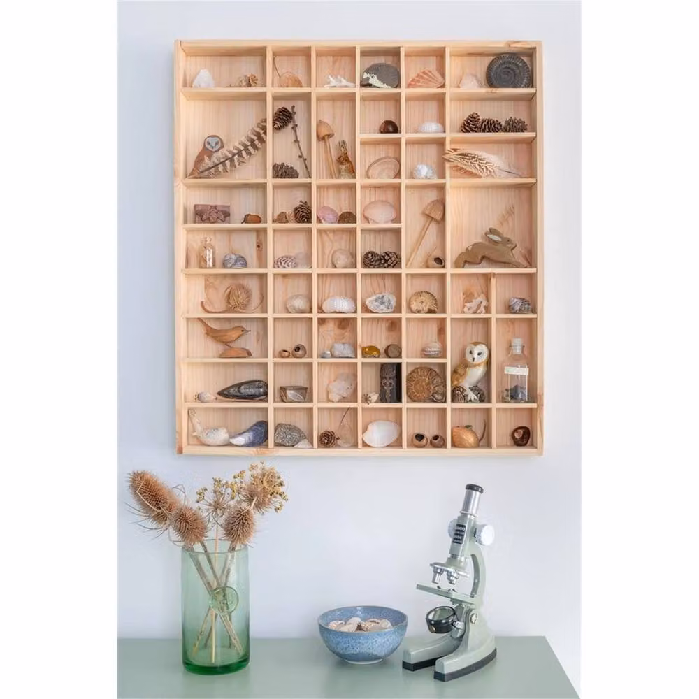 Nordara Large Multicompartment Wall Mounted Pine Wood Storage Shelf in Natural – 2