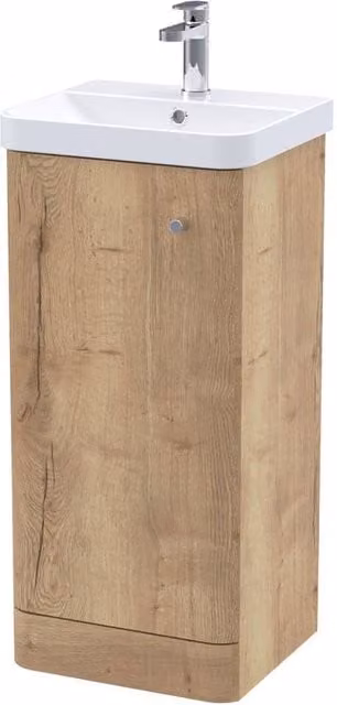 Balterley Flashbrook 1 Door Floor Standing Vanity Basin Unit, Autumn Oak, Brown – 1