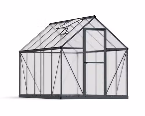 Palram Canopia Mythos 6x10 Greenhouse with UV-Protected Polycarbonate Roof, Aluminium Frame and Base Frame, Grey – 1