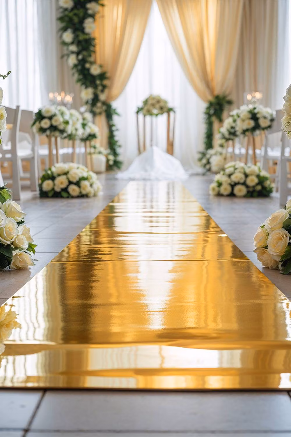 Neel Blue Event Mirror Carpet Aisle Runner Walkway in Gold, W: 120 cm, L: 10 m – 5