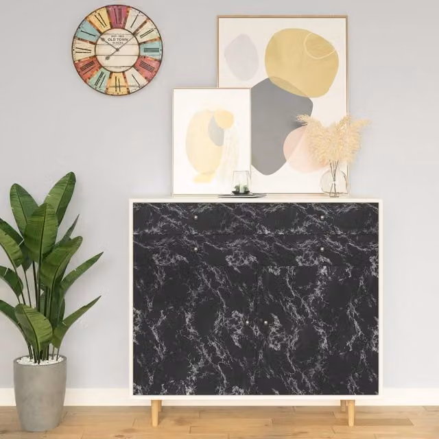 Berkfield Home Self-adhesive Black Stone Furniture Film, W: 500 cm, H: 90 cm