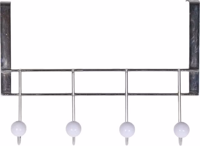Decorails 4 Hook Chrome Steel Hanging Rail in Silver