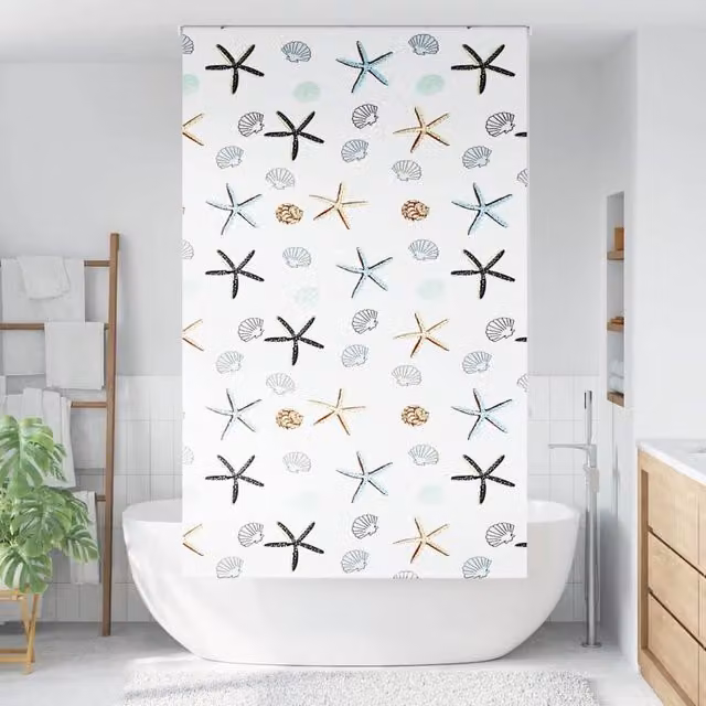 Berkfield Home White Opaque Shower Roller Blind, W: 130 cm, H: 240 cm