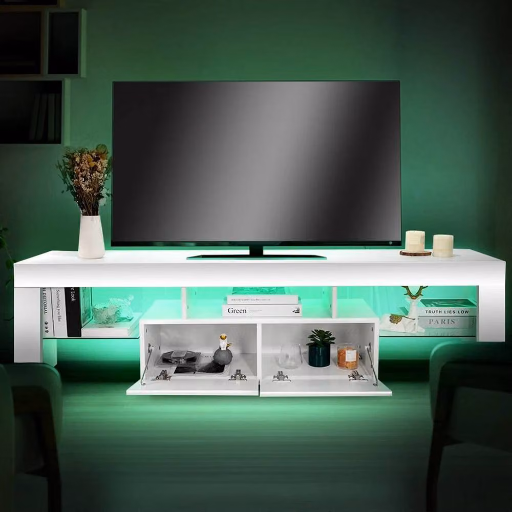 PAWNORA White High Gloss Modern TV Stand Cabinet Unit, Width: 160 cm – 2