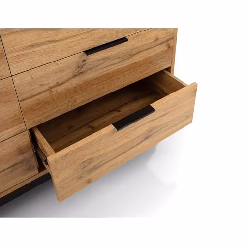 Julian Bowen Bali 6 Drawer Wide Chest of Drawers in Oak with Rattan Details W/D/H: 120 x 40 x 75 cm – 3