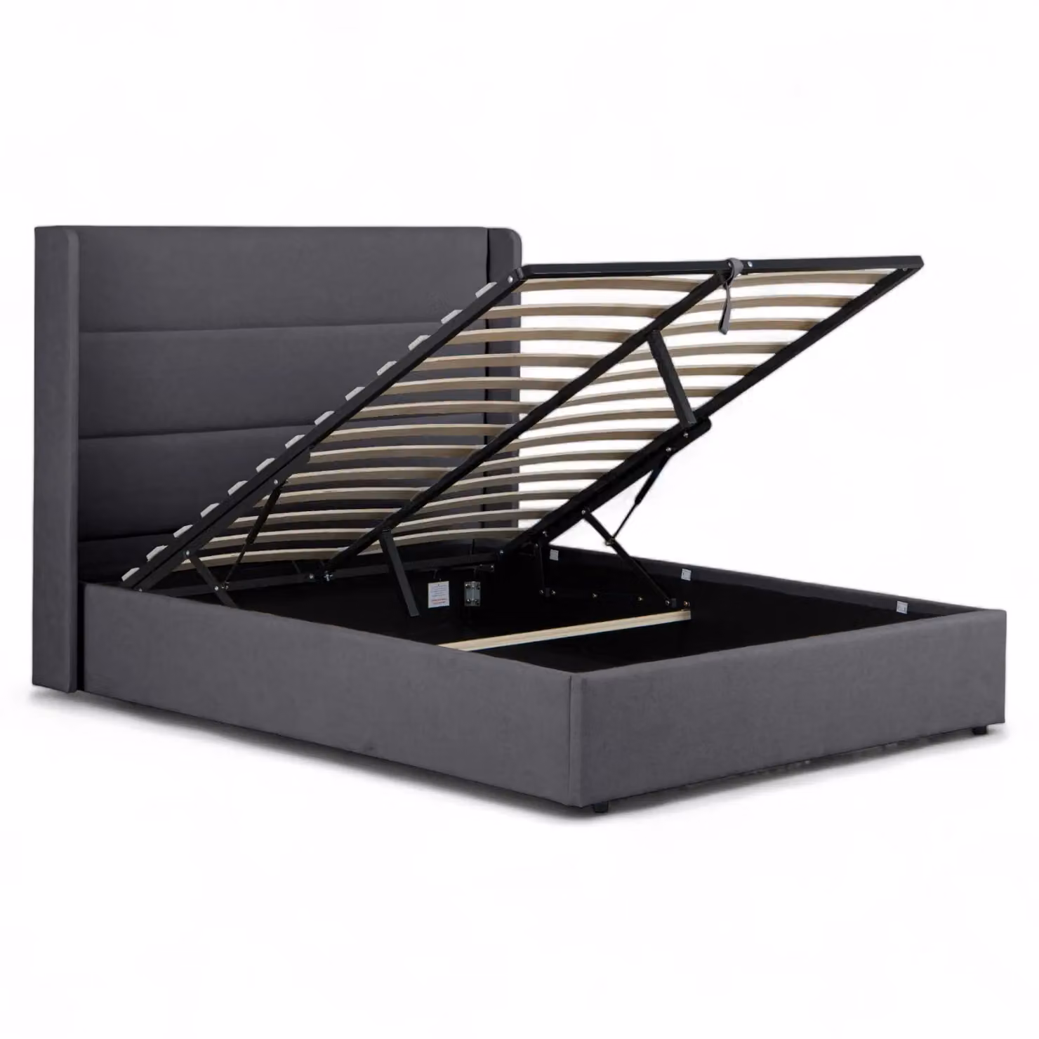 OAT Home Wilmslow Winged Headboard Upholstered Ottoman Storage Bed Frame in Anthracite Grey, W/D/H: 180 x 200 x 166 cm – 5