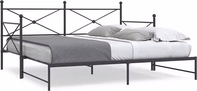 Berkfield Home Metal Daybed with Trundle in Black, W/D/H: 100 x 200 cm – 1