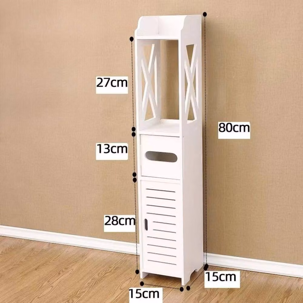 FORGEVIO White Wooden Freestanding Toilet Paper Roll Holder for your Bathroom – 3
