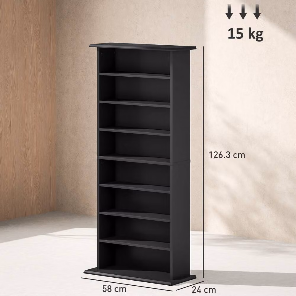 STILVORA Black CD Storage Tower with Adjustable Shelves and Back Panel – 3