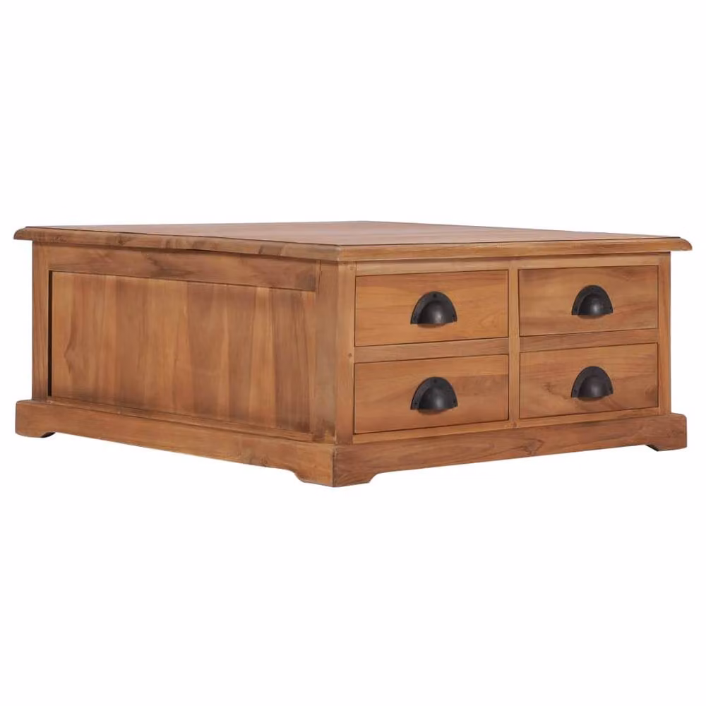 Berkfield Home Decorative Square Coffee Table in Brown Solid Teak Wood, W/D/H: 68 x 68 x 30 cm – 2