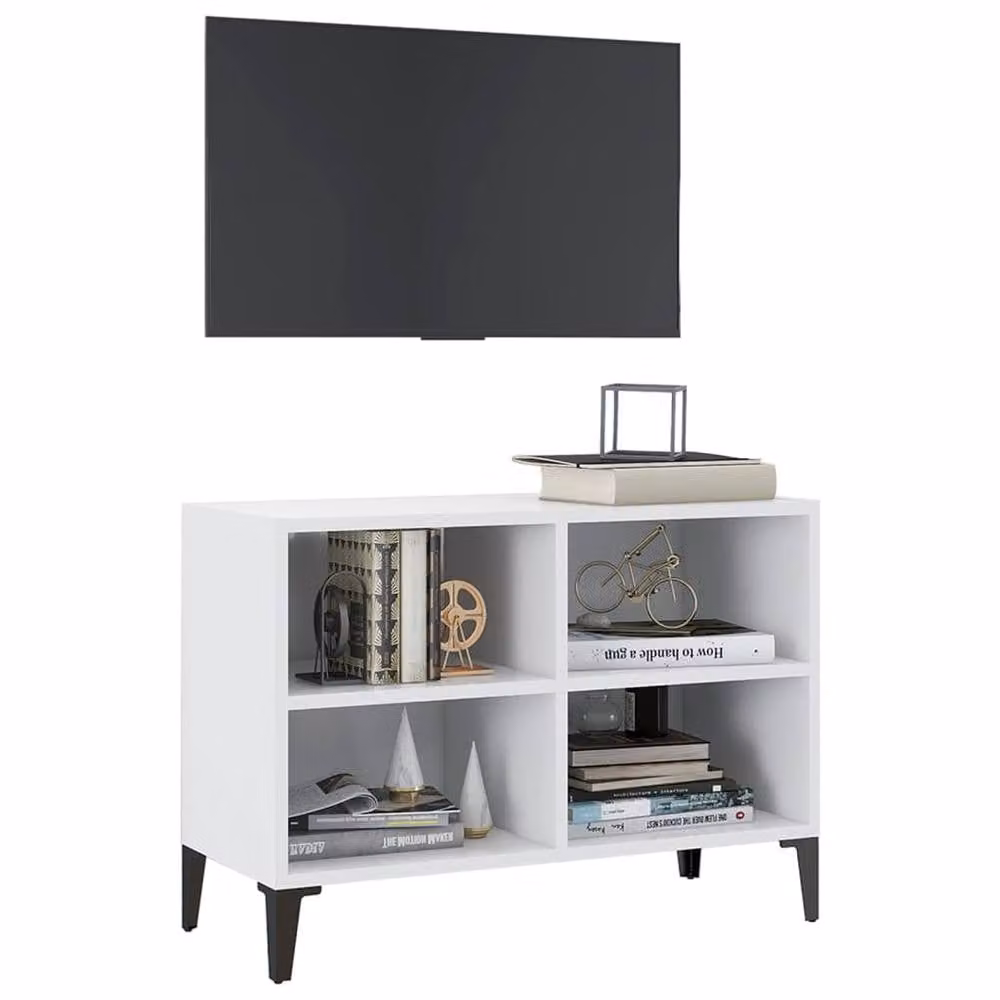 Berkfield Home Industrial TV Cabinet with Metal Legs in White, W: 69.5 cm, D: 30 cm, H: 50 cm – 3
