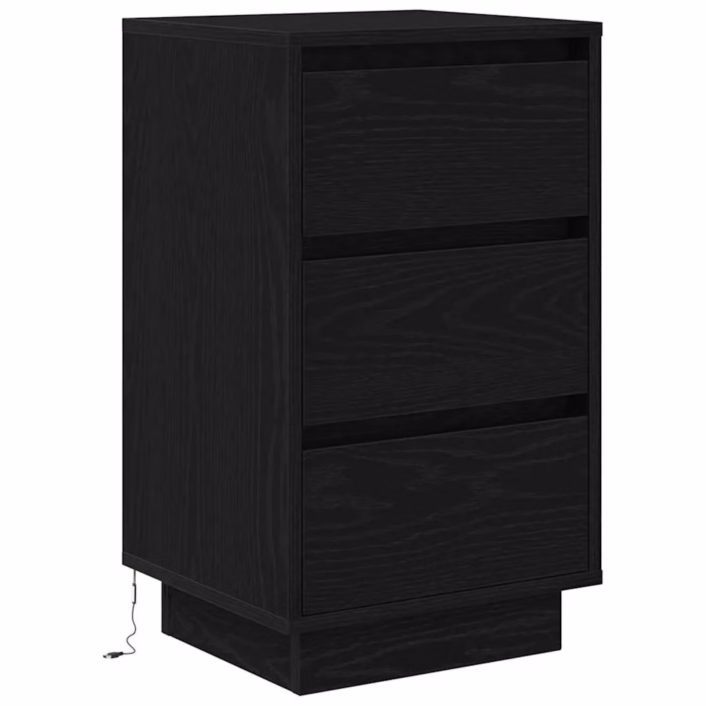 Berkfield Home Modern Black Bedside Cabinet with Integrated LED Lights W/D/H: 38 x 34 x 65 cm – 3