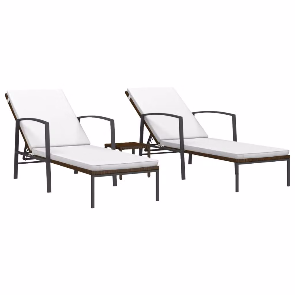 Berkfield Home Poly Rattan Sun Loungers with Table, 2 Piece Set in Brown – 2