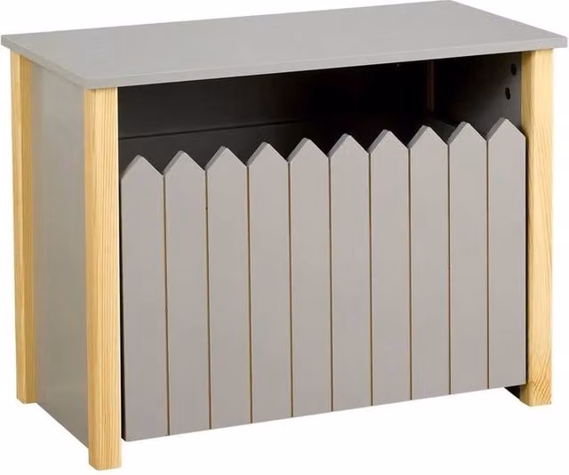 FORGEVIO Toy Box Storage Bench Ottoman in Grey with Removable Lid and Castors