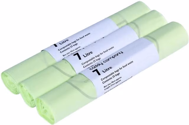 Caddy Company Compostable Food Waste Bin Bags, Green, 7 l