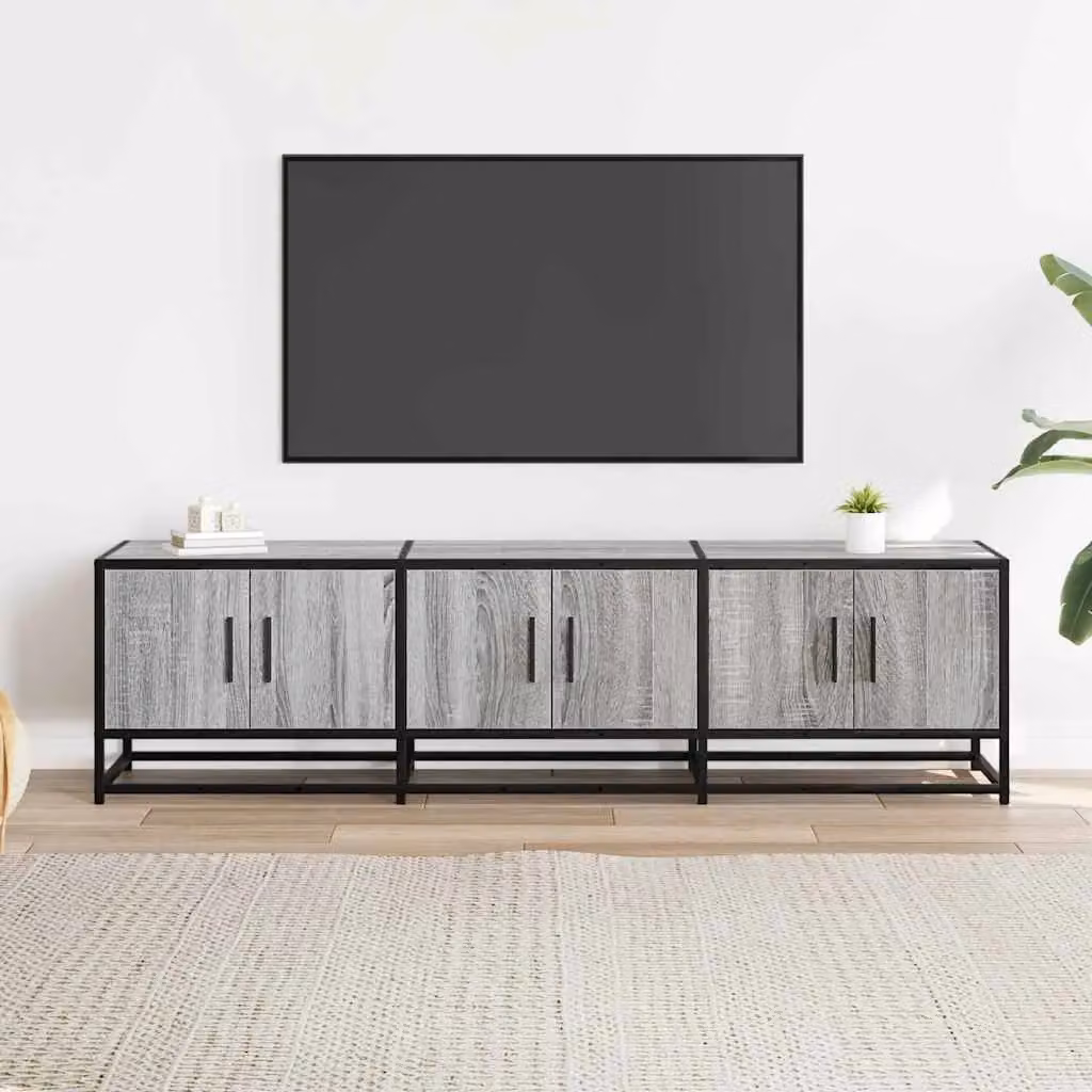 Berkfield Home Grey Sonoma Industrial TV Cabinet in Engineered Wood and Metal, W/D/H: 150 x 35 x 41 cm – 3