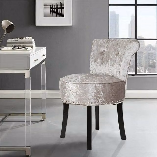 Kelvenix Oyster Accent Occasional Chair in Grey Velvet with Solid Wood Frame