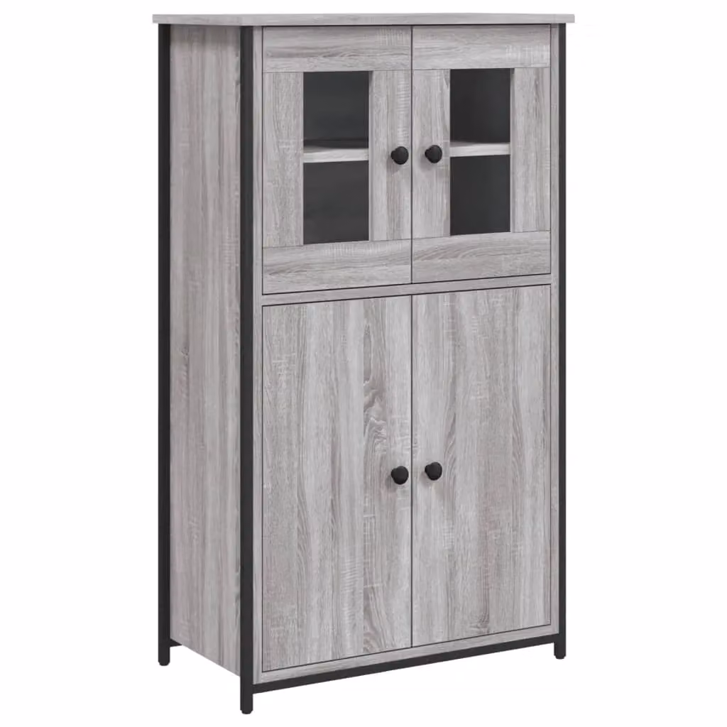 Berkfield Home Grey Sonoma Highboard with Glass Doors, W: 62 cm, D: 32 cm, H: 106.5 cm – 2