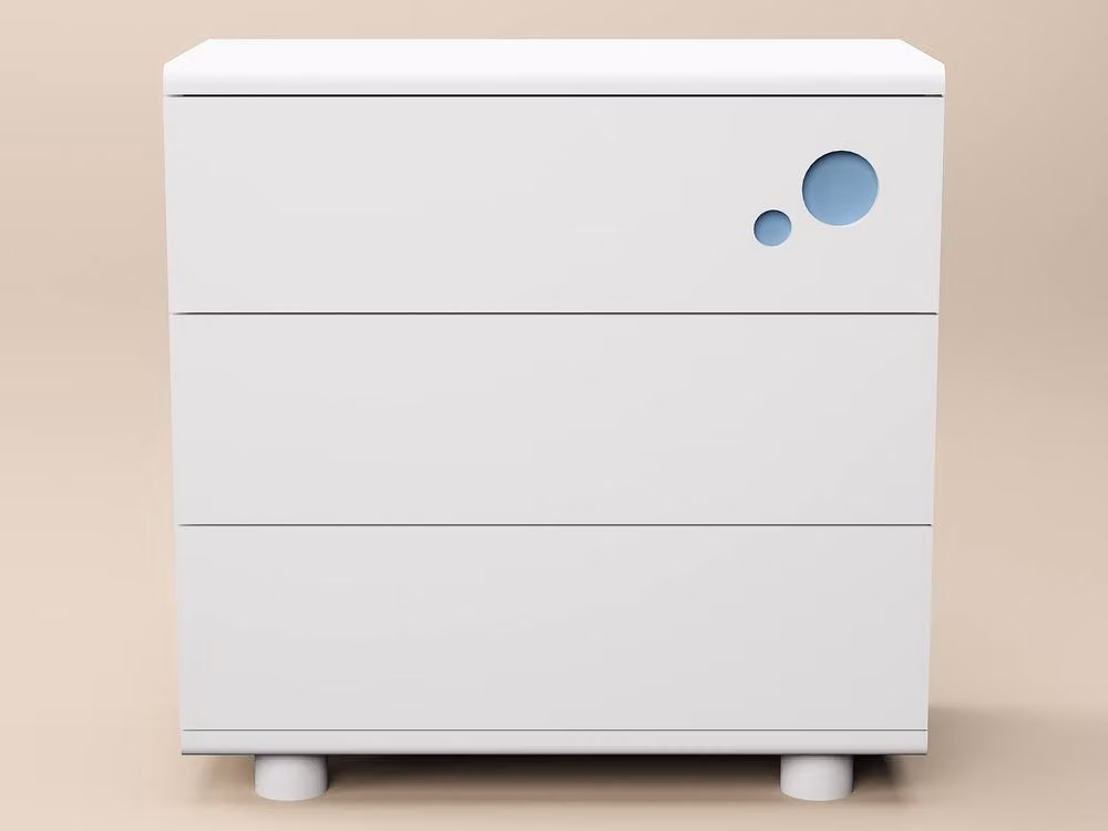 Flair Livana 3 Drawer Chest in White and Blue Matt Finish – 2