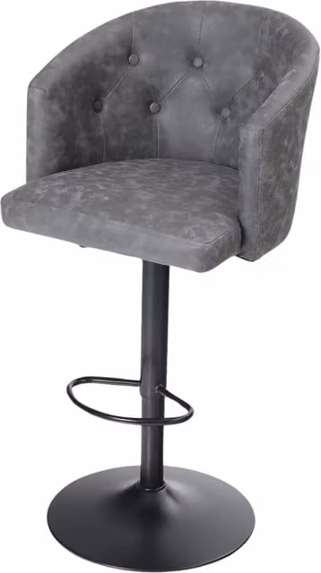 Furnold Set of Grey Height Adjustable 360 Swivel Barstools with Armrests and Backrest
