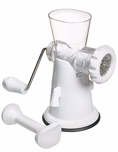 KitchenCraft White Plastic and Stainless Steel Meat Mincer with Suction Clamp, W: 25 cm, D: 17 cm