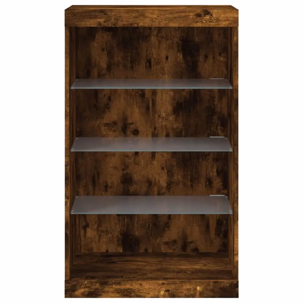Berkfield Home Modern Smoked Oak Sideboard with Integrated LED Lights, Brown, W: 60.5 cm, D: 37 cm, H: 100 cm – 4