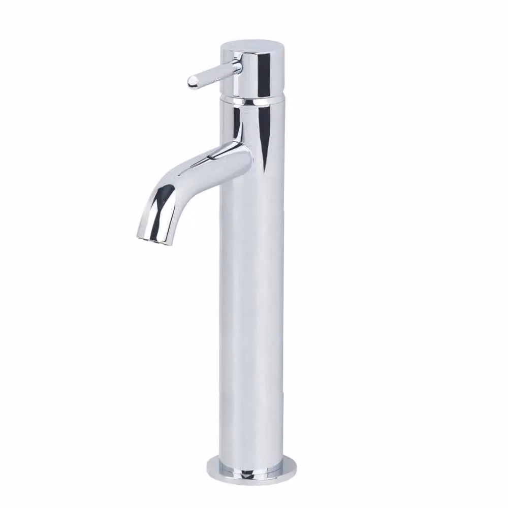 Nes Home Chrome Round Single Lever High Rise Basin Mono Mixer Tap with Pop Up Waste in Silver – 2