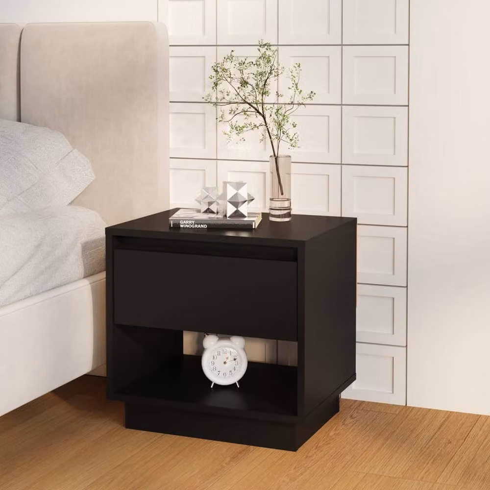 Berkfield Home Classic Bedside Cabinet in Black, W/D/H: 45 x 34 x 44 cm – 2