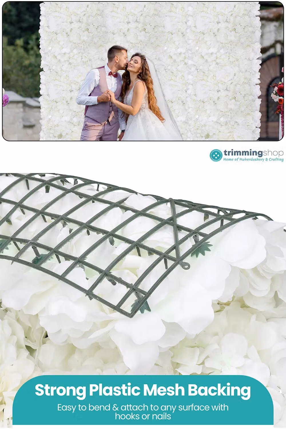 Neel Blue Artificial Floral Wall Panel in Blue and White for Wedding Photography Backdrops – 1
