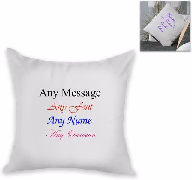 Uniqueful Personalised White Square Cushion with Custom Message, W/D/H: 40 x 40 x 40 cm