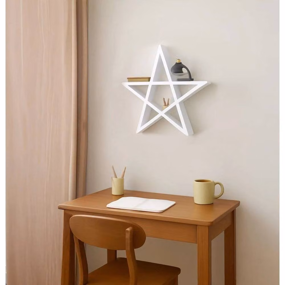 FORGEVIO White Geometric Wall Mounted Wooden Display Shelf – 2