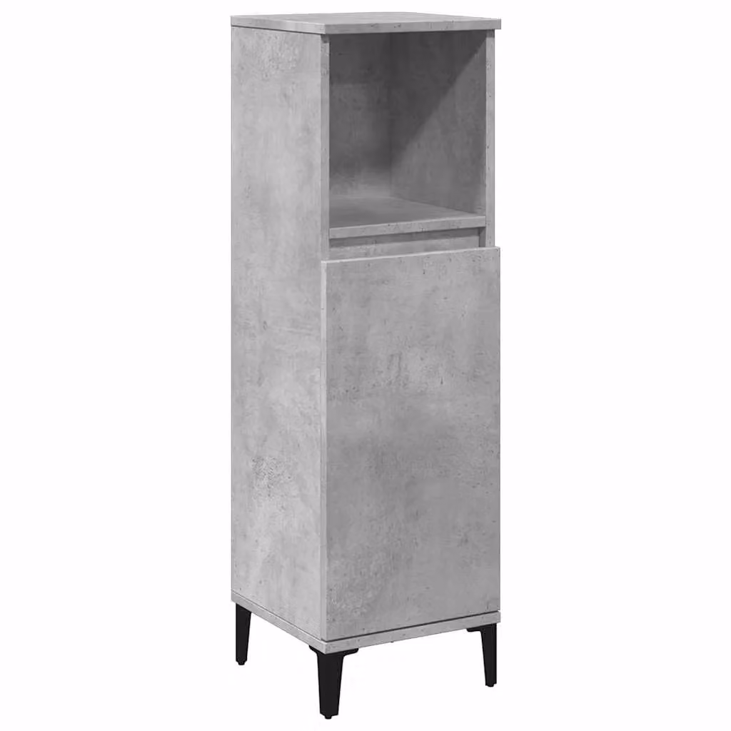 Berkfield Home Grey Bathroom Cabinet with Hinged Doors and Open Shelf, W/D/H: 30 x 30 x 100 cm – 2