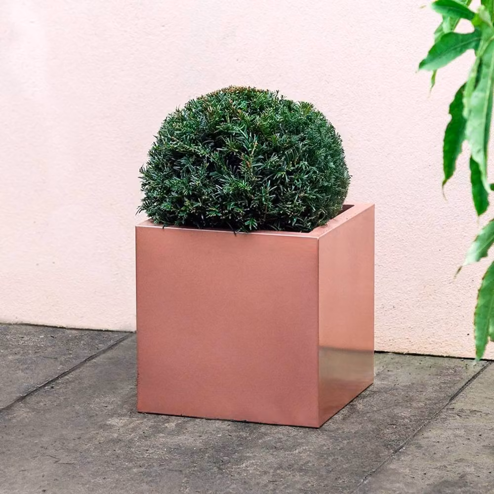 Primrose Galvanised Steel Square Cube Planter in Copper Finish, W/D/H: 60 x 60 x 60 cm – 3