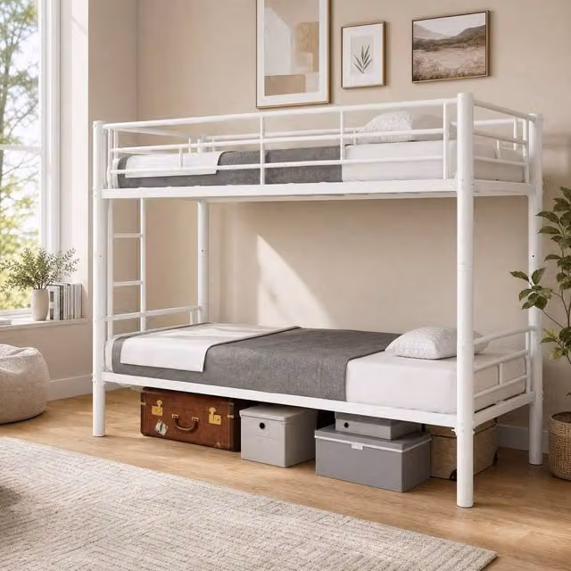 STILVORA Modern Metal Junior Bed Frame in White