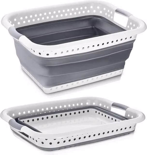 Kelvenix Collapsible Laundry Basket, 58 l, Grey