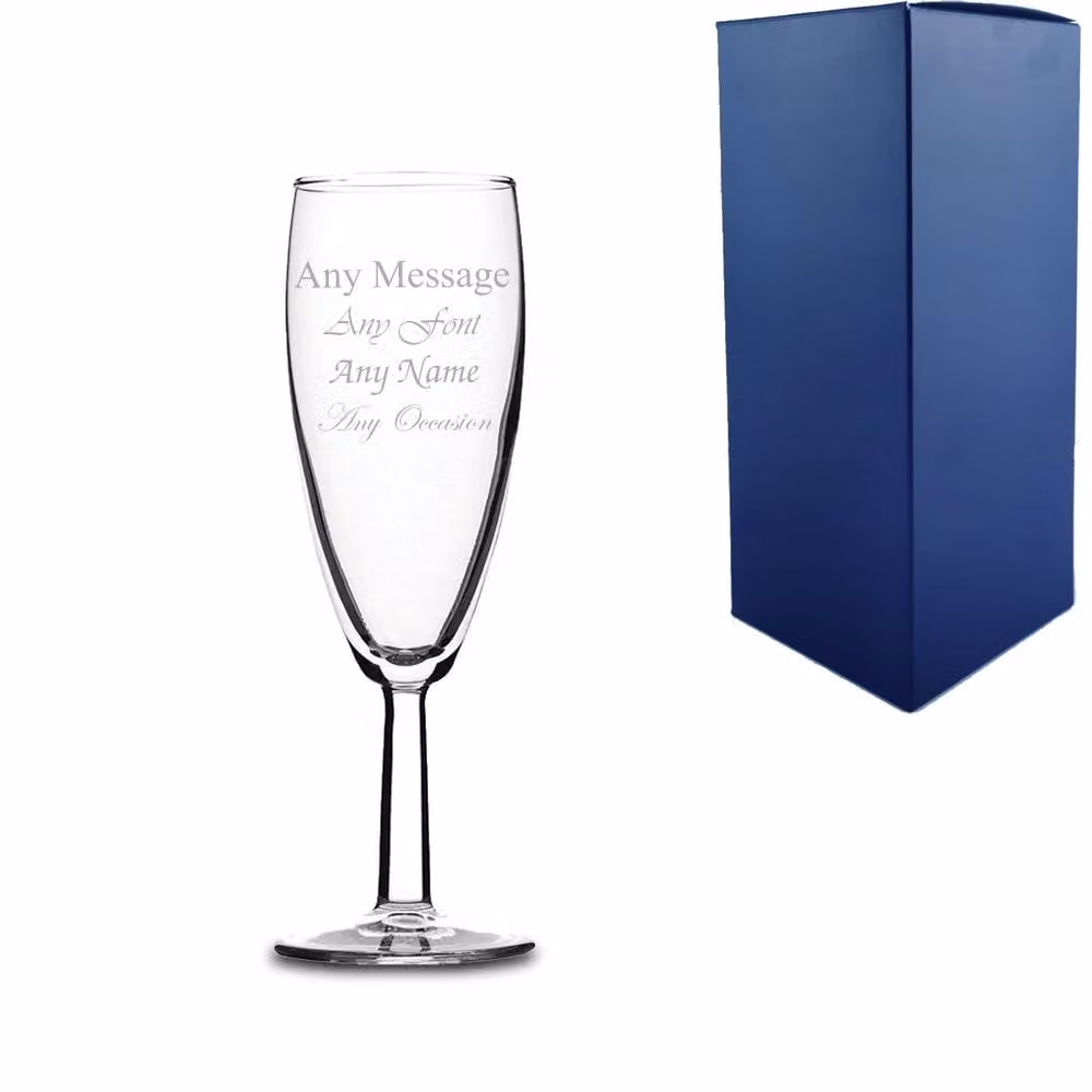 Uniqueful Personalised Engraved Saxon Champagne Flute, 155.1 ml, Clear Glass