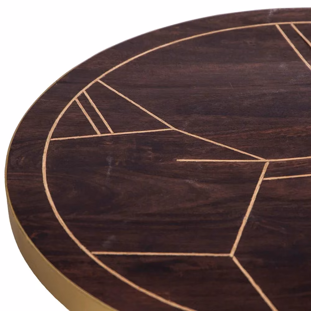 IH Design Jusleen Round Mango Wood Coffee Table in Brown and Gold – 5