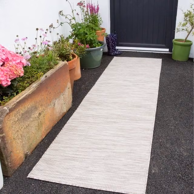 The Rug House Stone Grey Flat Weave Indoor Outdoor Area Rug, W: 240 cm, D: 68 cm