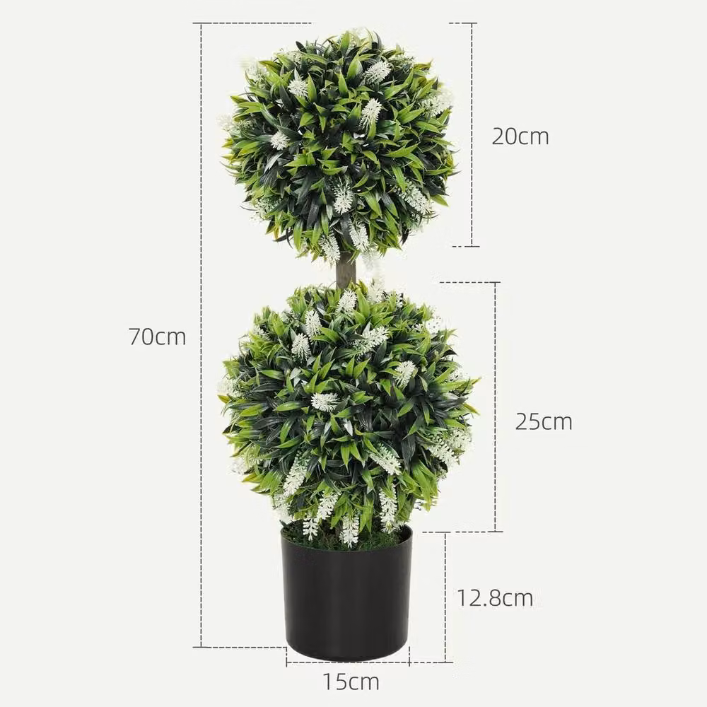 NESTLUNE Set of 2 Green Artificial Potted Trees, H 100 cm x W 15 cm – 2