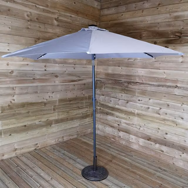 Samuel Alexander Solar Powered LED Crank Tilt Garden Patio Parasol, Grey, Height: 270 cm
