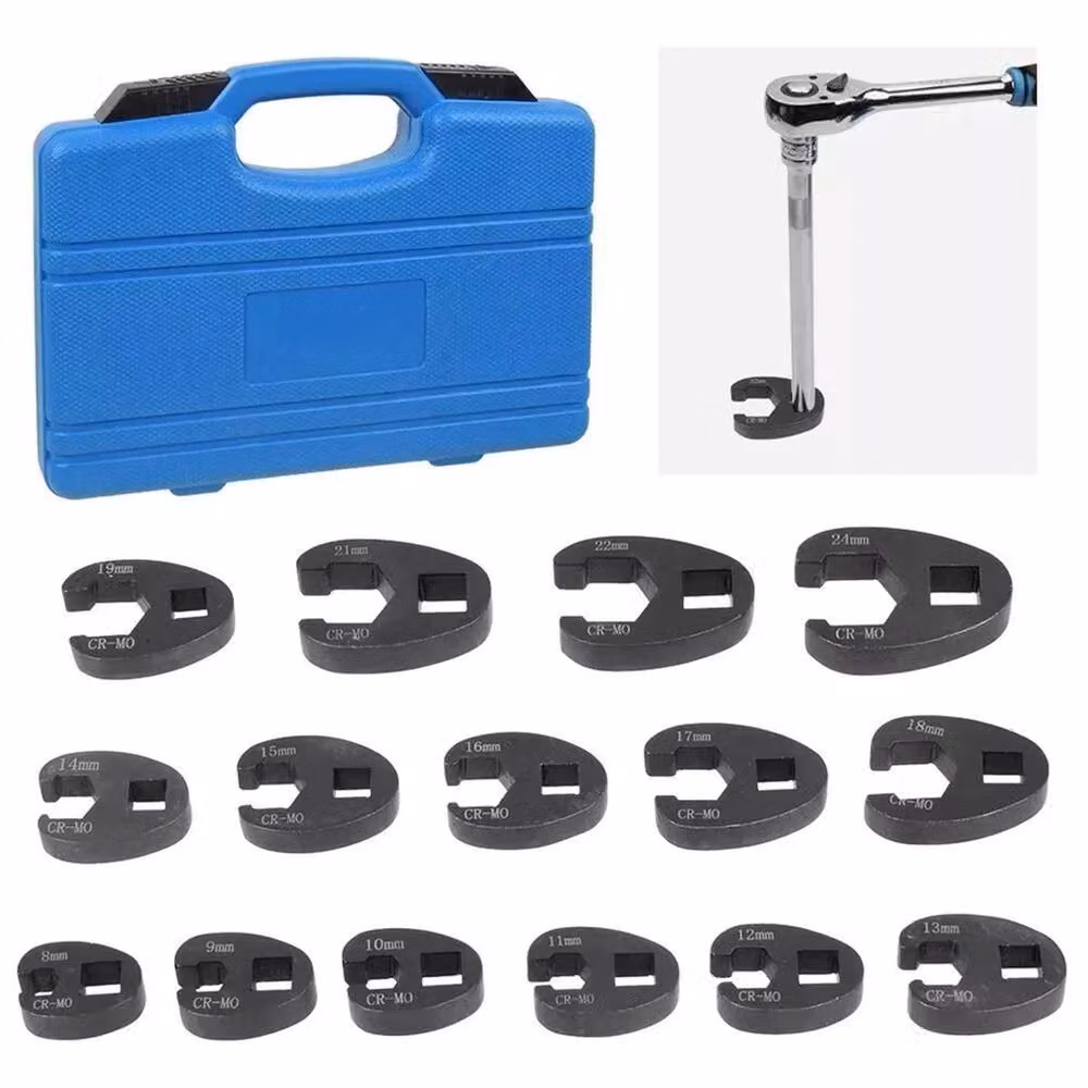 Nordara 19-Piece Metric Crowfoot and Flare Nut Wrench Set in Black Steel – 5
