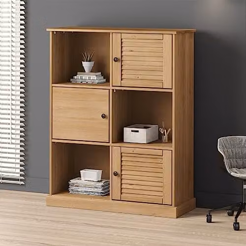 vidaXL VIGO Bookcase in Brown Waxed Solid Pine Wood, W/D/H: 90 x 35 x 114.5 cm – 2