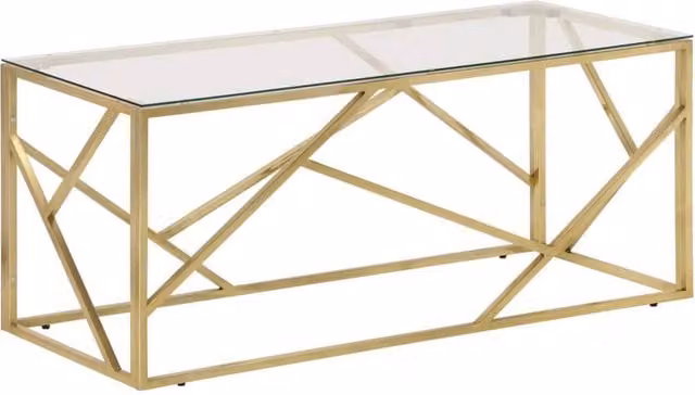 Berkfield Home Gold Stainless Steel and Tempered Glass Coffee Table – 1