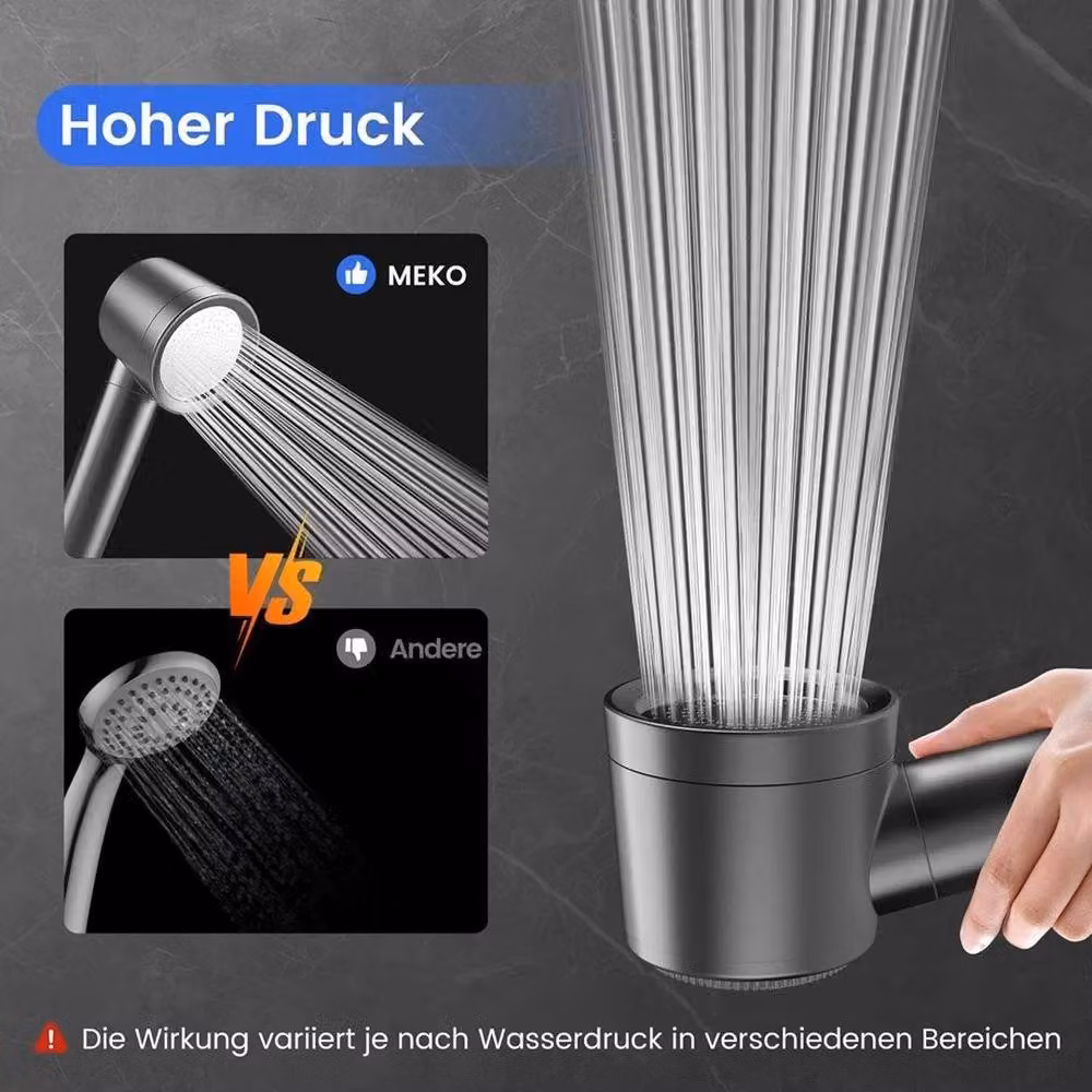 NESTLUNE Handheld Hard Water Filter Shower Head in Grey – 3